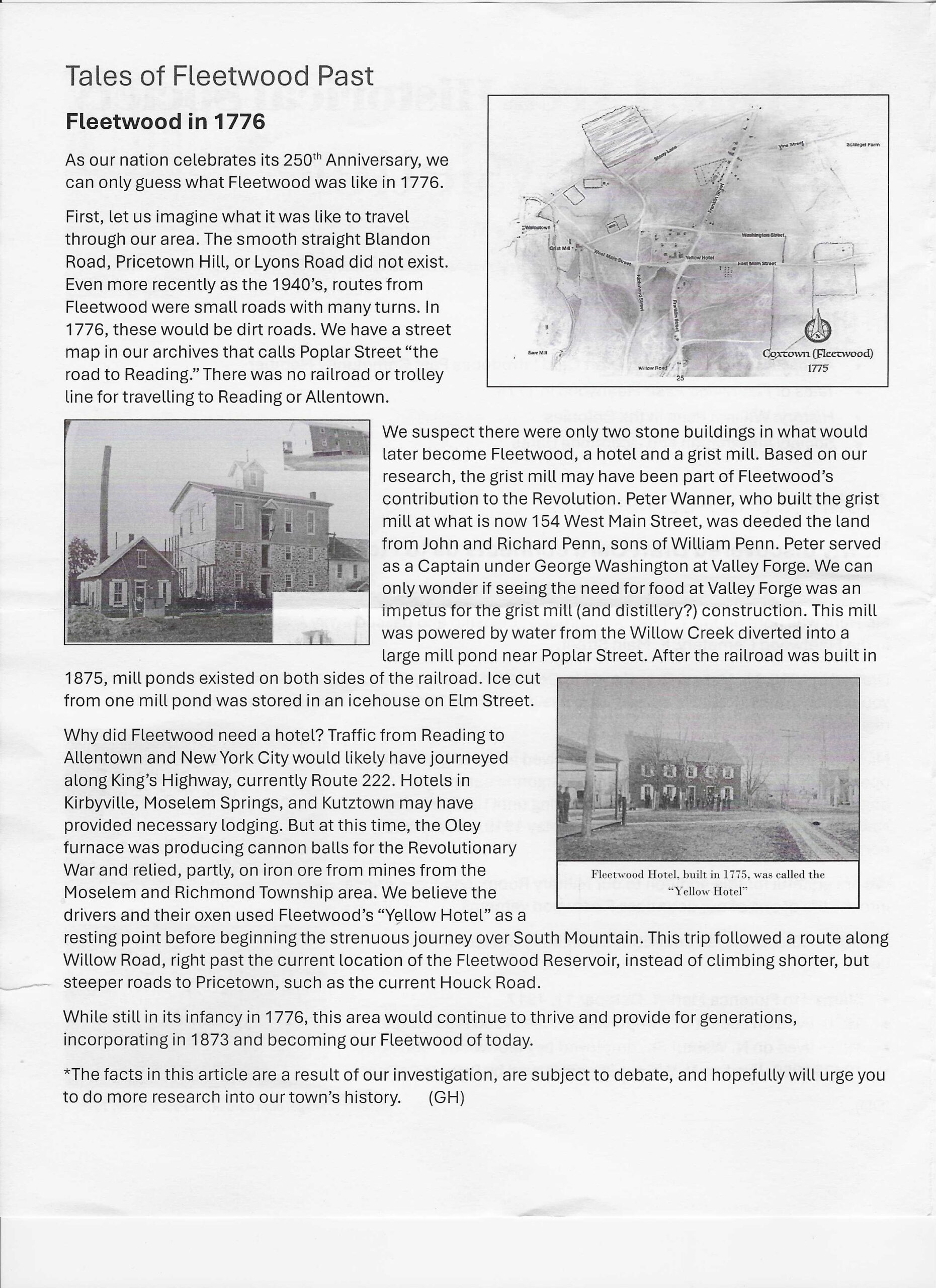 Fleetwood Area Historical Society Newsletter